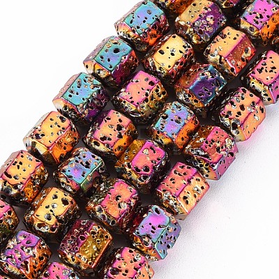 Electroplated Natural Lava Rock Beads Strands G-T114-71-1