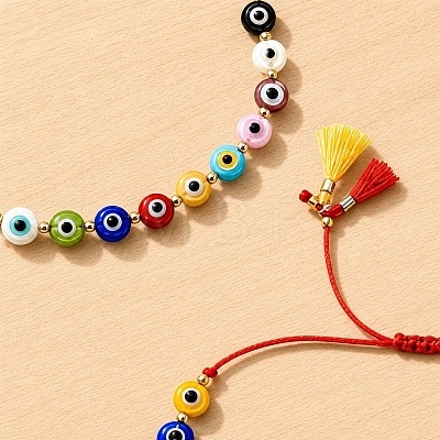 Handmade Lampwork Evil Eye Braid Bead Bracelet Sets BT5726-1