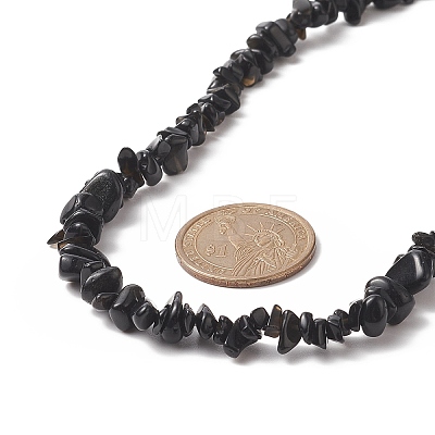 Natural Obsidian Chip Beaded Necklaces with 304 Stainless Steel Lobster Claw Clasp & Chain Extender NJEW-JN04225-03-1