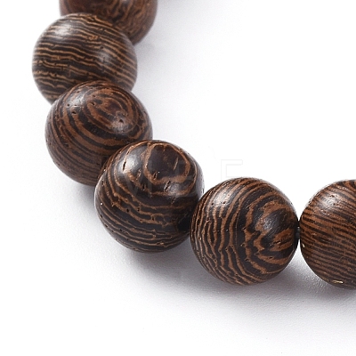 Unisex Wood Beads Stretch Charm Bracelets BJEW-JB04959-02-1