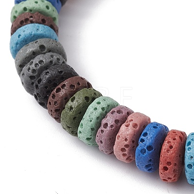 Dyed Colorful Natural Lava Rock Beaded Strtch Bracelets BJEW-JB10052-01-1