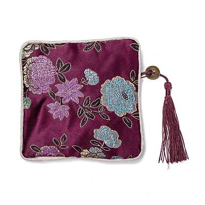 Chinese Brocade Tassel Zipper Jewelry Bag Gift Pouch LS-ABAG-F005-06-1