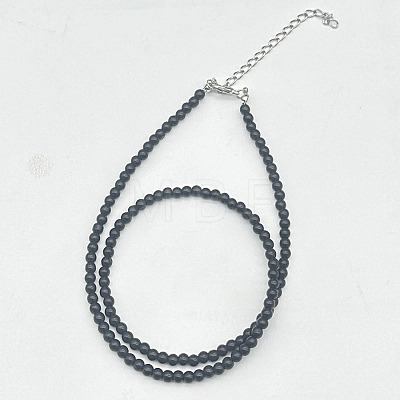 Vintage Unisex Natural Obsidian Beaded Necklaces FL7181-1-1