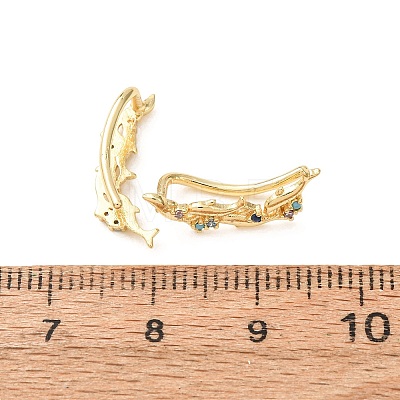 Brass Pave Cubic Zirconia Stud Crawler Earrings KK-CBAA351-20G-02-1