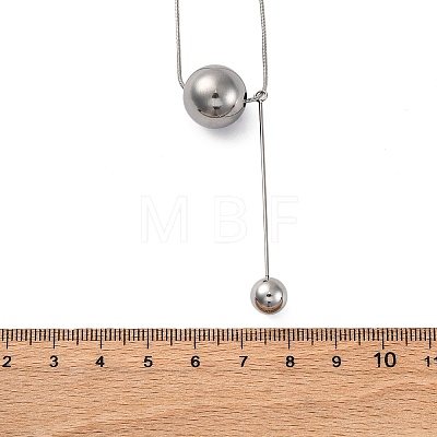 304 Stainless Steel Round Ball Pendant Snake Chain Necklaces NJEW-U028-03P-1