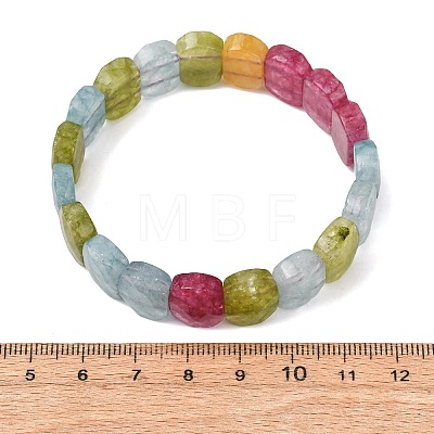 Dyed Natural White Jade Beaded Stretch Bracelets for Unisex G-K303-01K-04-1