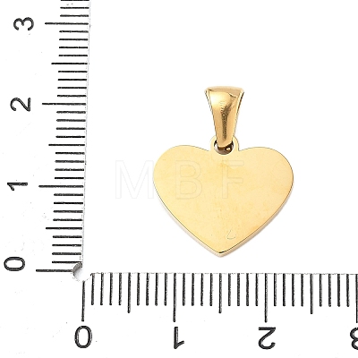 304 Stainless Steel Pave Natural White Shell Heart with Initial Slice Pendants STAS-R168-25G-U-1