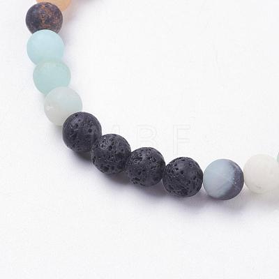 Forsted Natural Amazonite Stretch Bracelets BJEW-JB03361-03-1