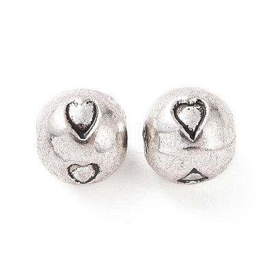 Tibetan Style Alloy Round Carved Heart Spacer Beads TIBEB-O004-83-1