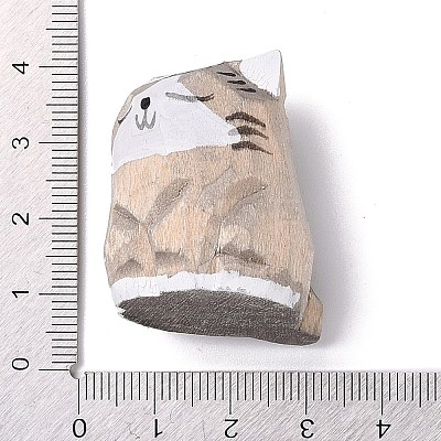 Cat Shape Wood Figurines DJEW-G043-01A-1