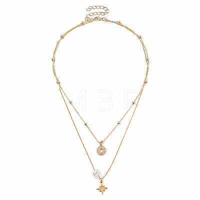 Brass Double Layer Necklaces NJEW-JN02941-01-1