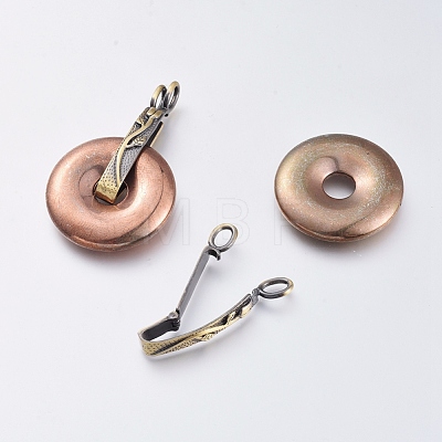 Brushed Antique Bronze Brass Donut Bails KK-L102-39AB-NF-1