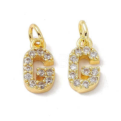 Real 18K Gold Plated Brass Micro Pave Clear Cubic Zirconia Charms KK-E068-VB452-G-1