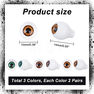 AHADERMAKER 6 Pairs 3 Colors Teardrop Shaped Acrylic Doll Craft Eyes DIY-GA0004-57B-1