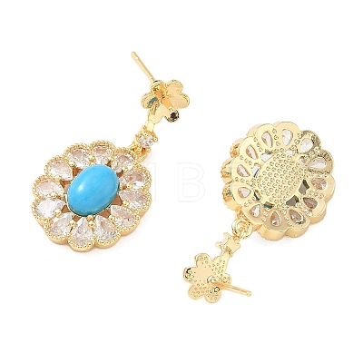 Brass Pave Cubic Zirconia Stud Earring Findings KK-C172-12G-1
