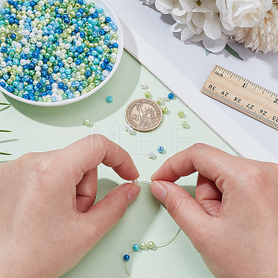 910Pcs 7 Colors Baking Paint Pearlized Glass Pearl Round Bead HY-WR0001-01-1