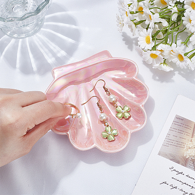 Shell Shaped Porcelain Jewelry Storage Display Trays for Rings AJEW-SP0006-06B-02-1