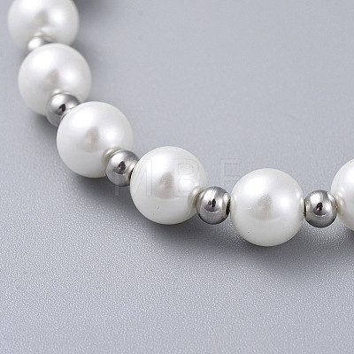 Glass Pearl Beads Stretch Bracelets BJEW-JB04758-01-1