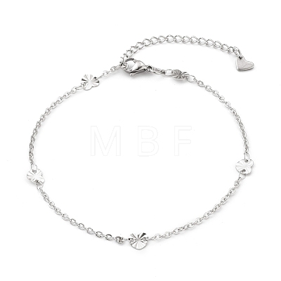 304 Stainless Steel Cable Chain Anklets AJEW-H104-09P-1