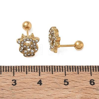 304 Stainless Steel Crystal Rhinestone Animal Cartilage Earrings SA-CBA1F7E-01G-02-1