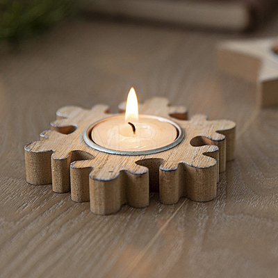 Christmas Wooden Candlestick Holder with Metal Tray CAND-PW0013-63A-1