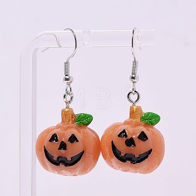 Halloween Pumpkin Plastic & Resin Dangle Earrings FS-WGC9740-01-1