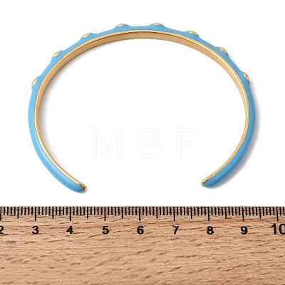 304 Stainless Steel Enamel Cuff Bangles for Women BJEW-D408-10G-1