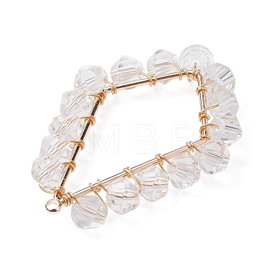 5Pcs 5 Style Brass with Glass Beads Pendants PALLOY-JF02262-1