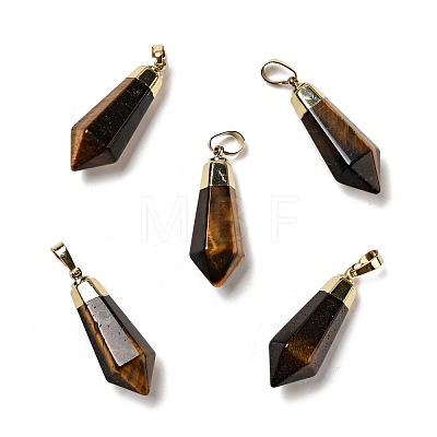 Natural Mixed Stone Pointed Pendants G-P474-02G-1