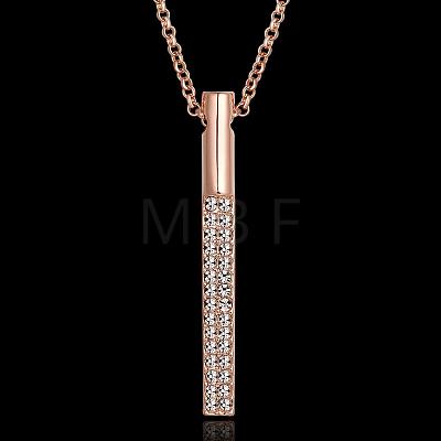 Romantic Real Rose Gold Plated Eco-Friendly Tin Alloy Czech Rhinestone Bar Necklaces NJEW-BB08063-RG-1