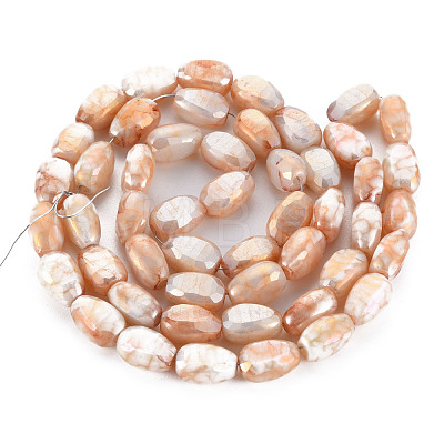 Opaque Baking Painted Crackle Glass Beads Strands EGLA-S174-21E-1