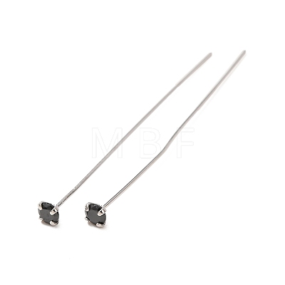Brass Micro Pave Cubic Zirconia Stud Earring Findings CU-CBA4618-01P-08-1