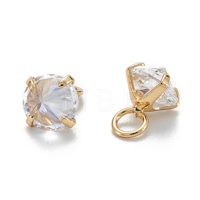 Brass Clear Cubic Zirconia Charms ZIRC-G170-12G-1