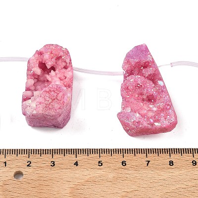 Electroplated Natural Druzy Agate Beads Strands G-N0259-04-1