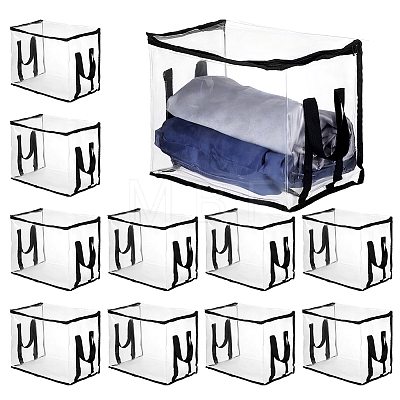 Large Capacity Transparent PVC Plastic Zipper Bags with Handle for Book Storage ABAG-WH0045-92B-1