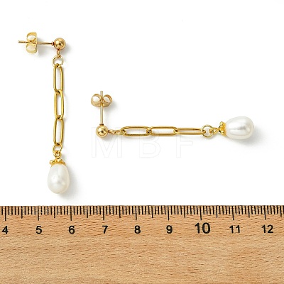 304 Stainless Steel Paperclip Stud Dangle Earring for Women EJEW-JE07186-1