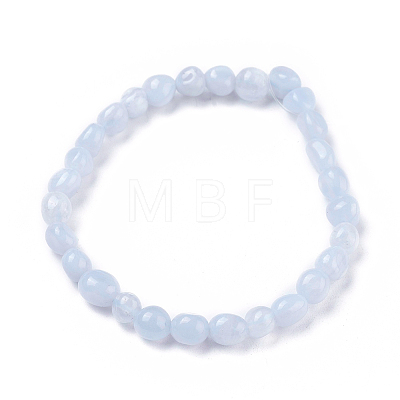 Natural Blue Lace Agate Bead Stretch Bracelets BJEW-K213-37-1