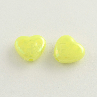 AB Color Plated Heart Acrylic Beads X-SACR-Q106-07-1