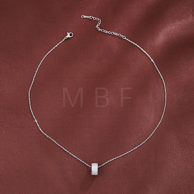 Brass Micro Pave Clear Cubic Zirconia Column Pendant Necklaces for Women WG8FC33-02-1