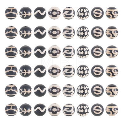 48Pcs 8 Styles Tibetan Style dZi Beads G-TA0003-33-1
