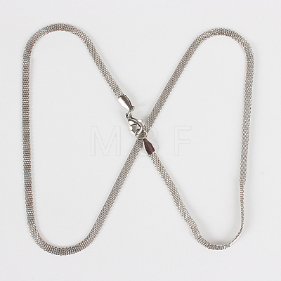 304 Stainless Steel Mesh Chain Necklace Making X-STAS-P045-15P-1