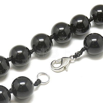 Natural Black Agate Beaded Necklaces NJEW-S405-02-1