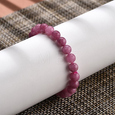 Natural Dyed Agate Beaded Stretch Bracelets for Women Men BJEW-F483-06-1