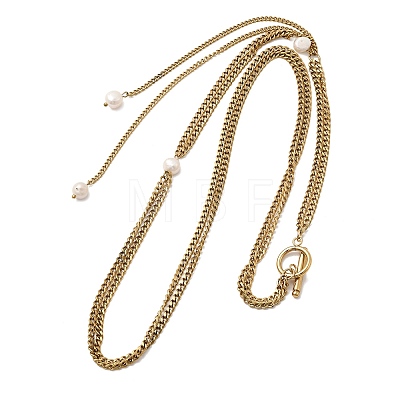 304 Stainless Steel 2-Strand Twisted Chain Necklaces for Women NJEW-K255-61G-1