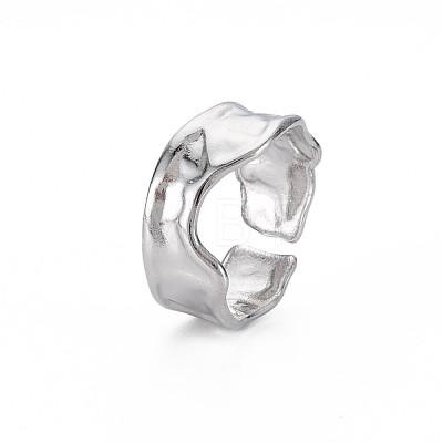 304 Stainless Steel Irregular Cuff Ring RJEW-N038-039P-1