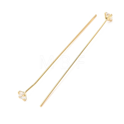 Brass Micro Pave Cubic Zirconia Stud Earring Findings CU-CBA4618-01G-01-1
