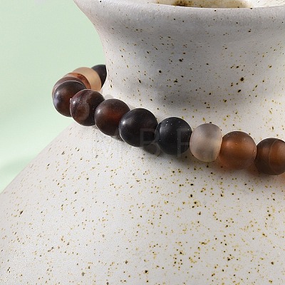 Natural Banded Agate/Striped Agate Bead Stretch Bracelets BJEW-K212-A-003-1