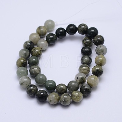 Round Natural Green Rutilated Quartz Beads Strands G-D742-10mm-1