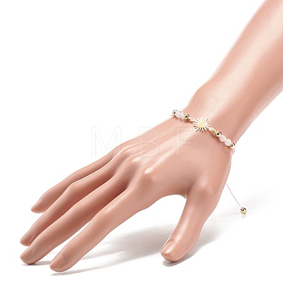 Natural Gemstone Sun Link Bracelet with Synthetic Hematite Beaded for Women BJEW-JB08964-1