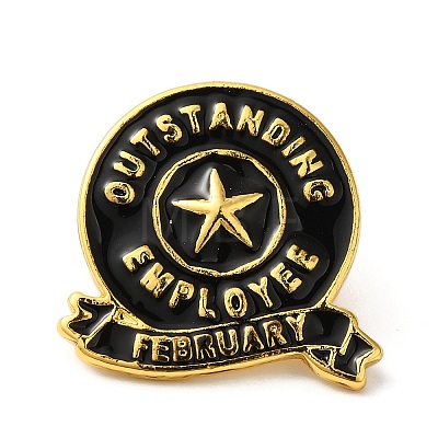 Golden Tone Alloy Outstanding Employee of The Month Enamel Pins JEWB-K021-07G-02-1